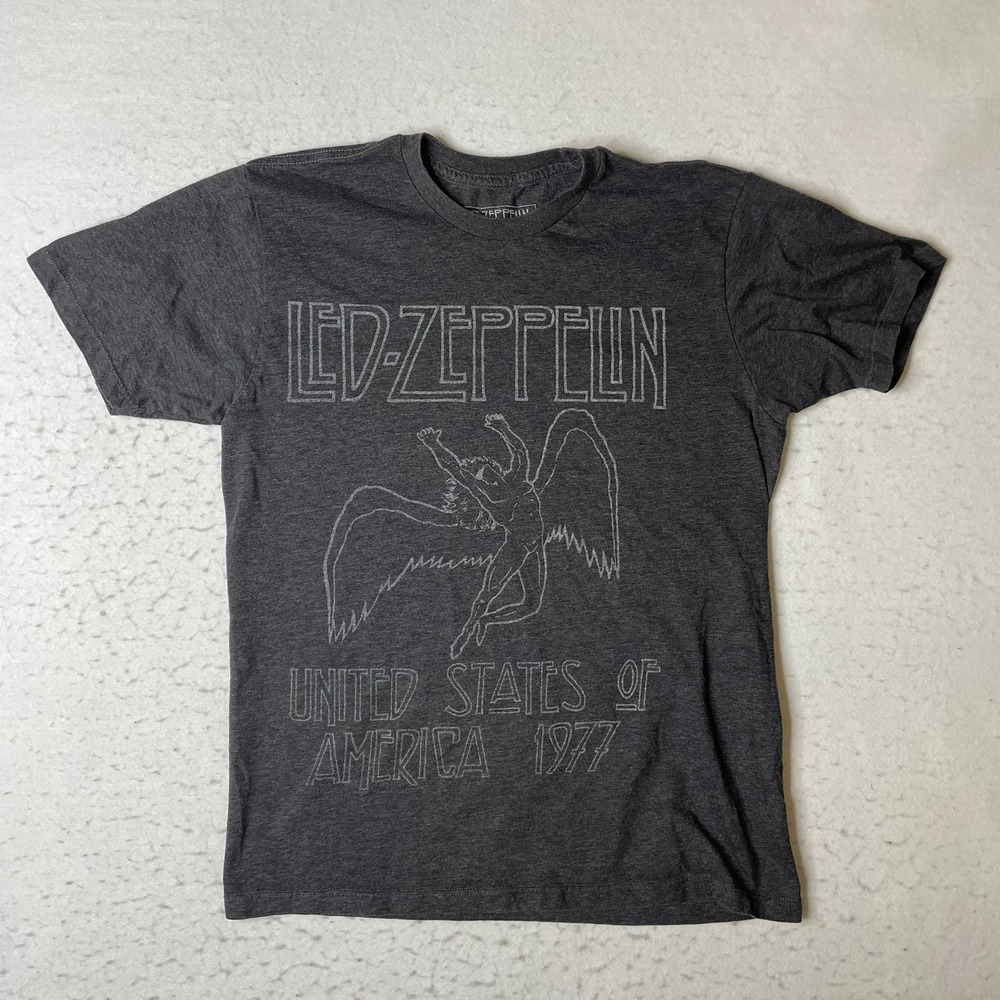 Led Zeppelin United States of America 1977 Graphic T-Shirt Mens Medium Gray